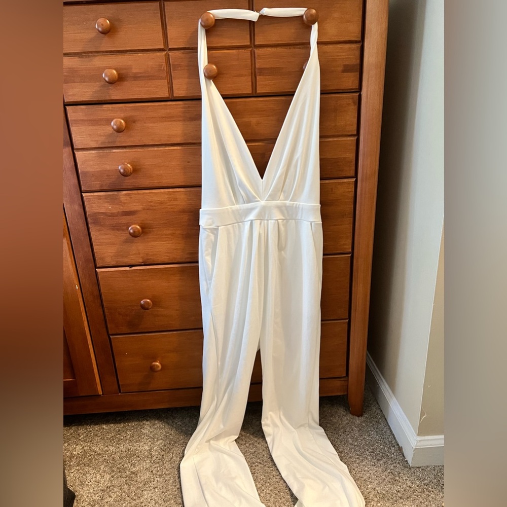Bella Valentina Giovanni Ivory Halter Jumpsuit
